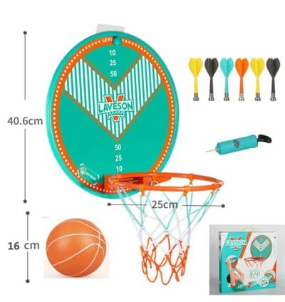 Planche 2 EN 1 Cible de fléchettes magnétique et panier de basket pliable