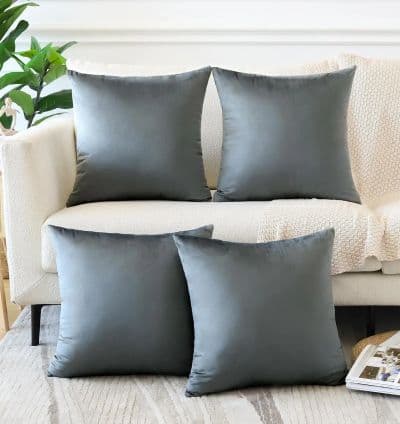 Coussin décoratif en velours Gris Charbon