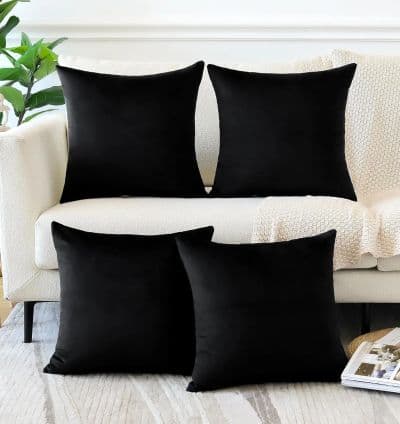Coussin décoratif en velours Noir