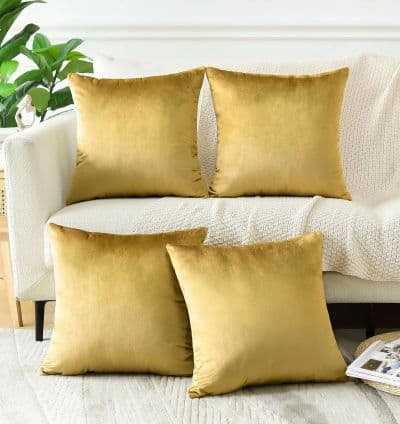 Coussin décoratif en velours Camel