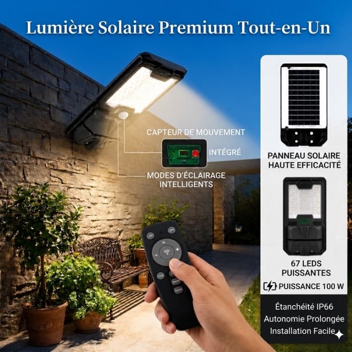Lampe Solaire À 67 LEDs Ultra-Lumineuse 100W