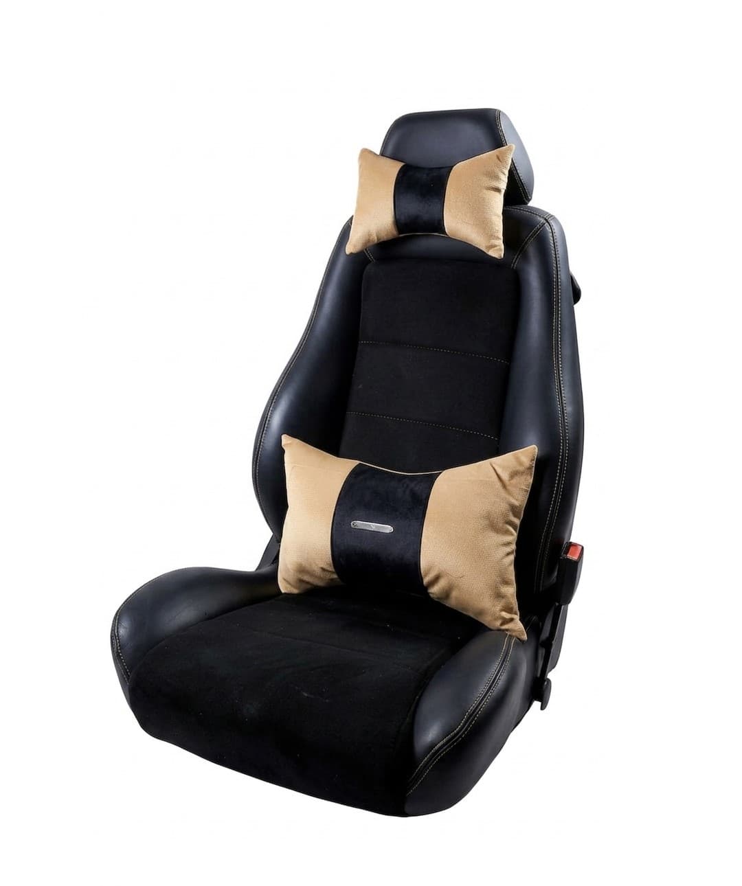 Pack Confort : Repose Tête + Coussin de Dos en Beige et noir