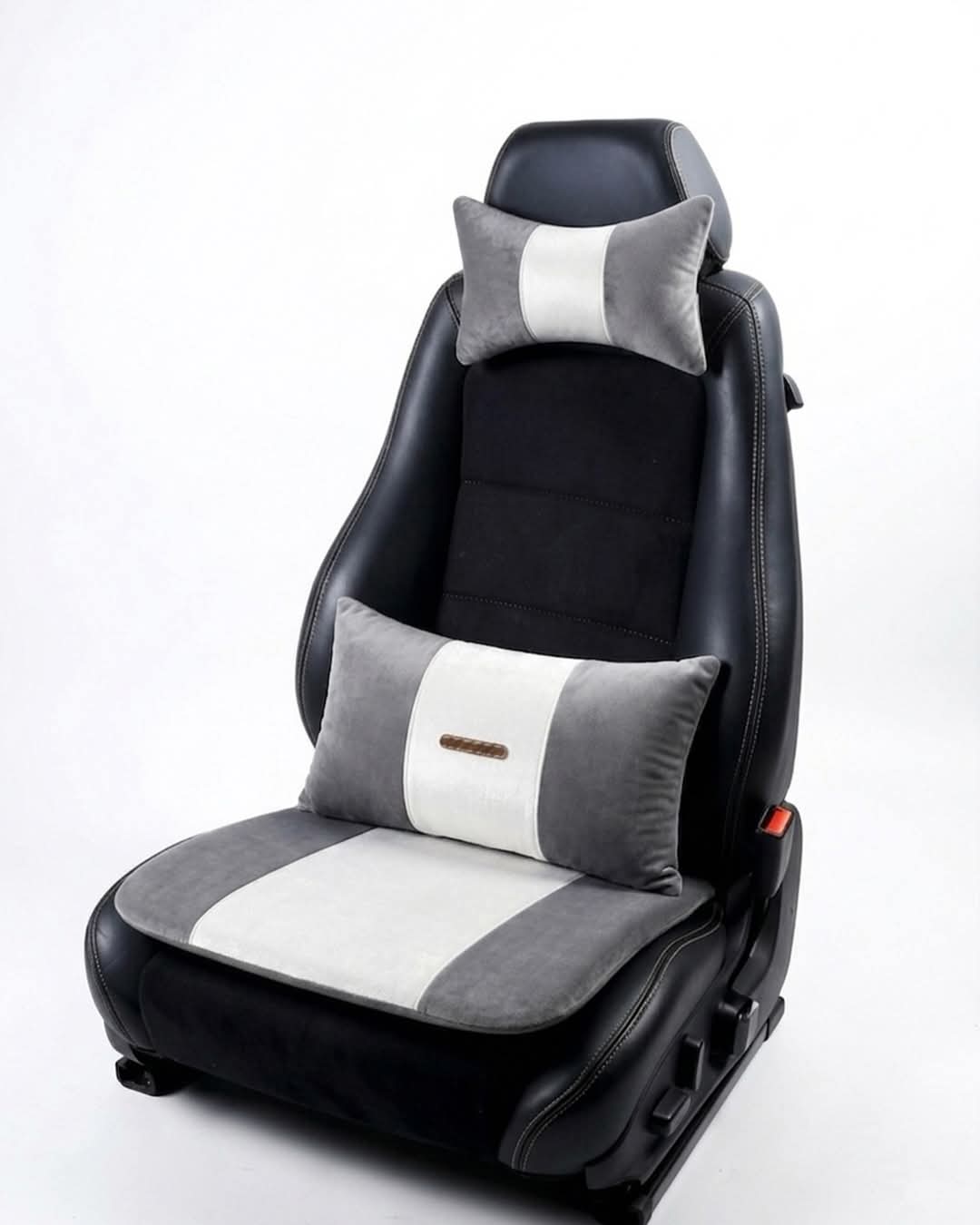 Pack Drive : Assise + Coussin de Dos + Repose-Tête en gris et blanc