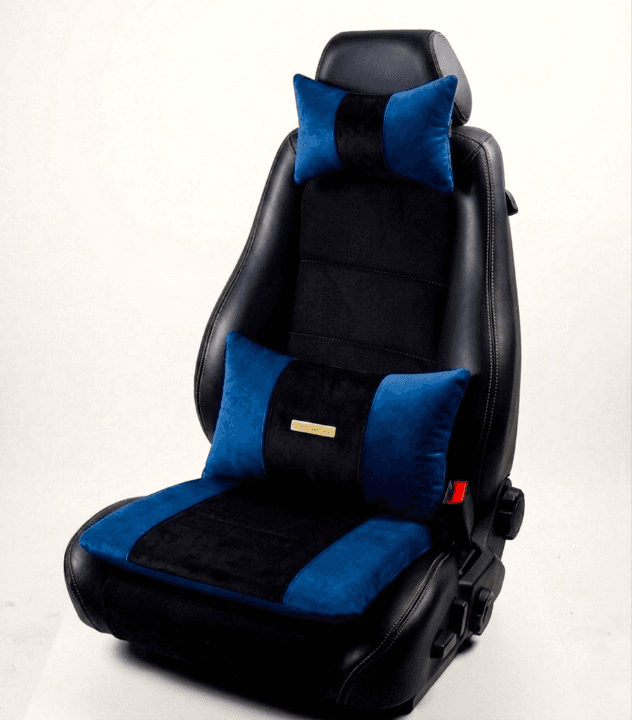 Pack Drive : Assise + Coussin de Dos + Repose-Tête en bleu et noir