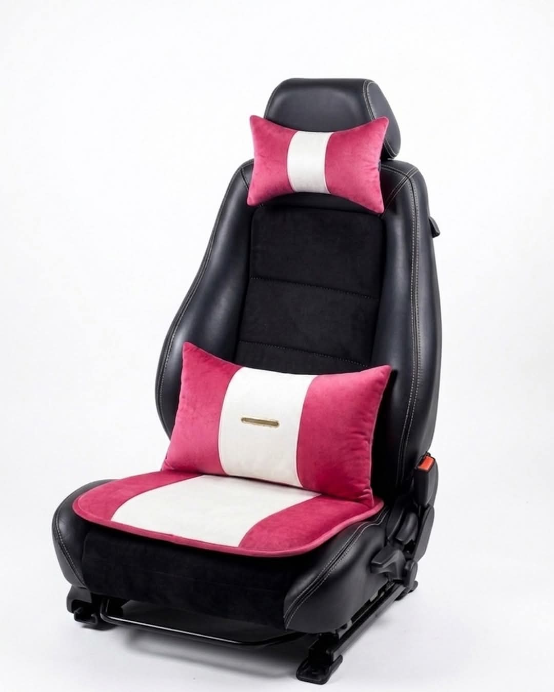 Pack Drive : Assise + Coussin de Dos + Repose-Tête en rose et blanc