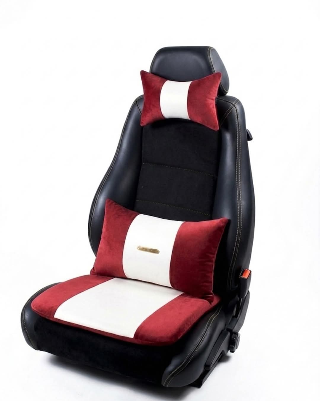 Pack Drive : Assise + Coussin de Dos + Repose-Tête en rouge et blanc