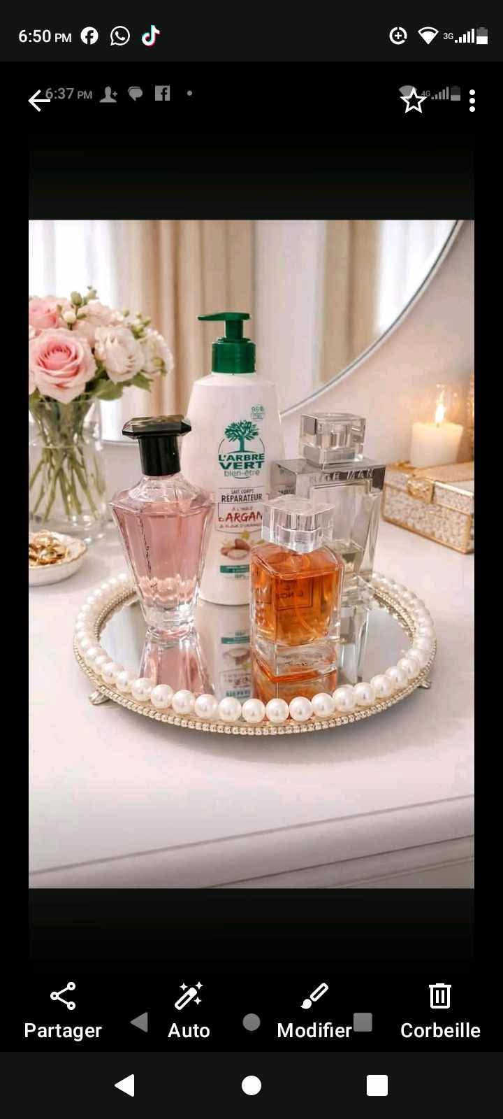 Plateaux en verre avec perld